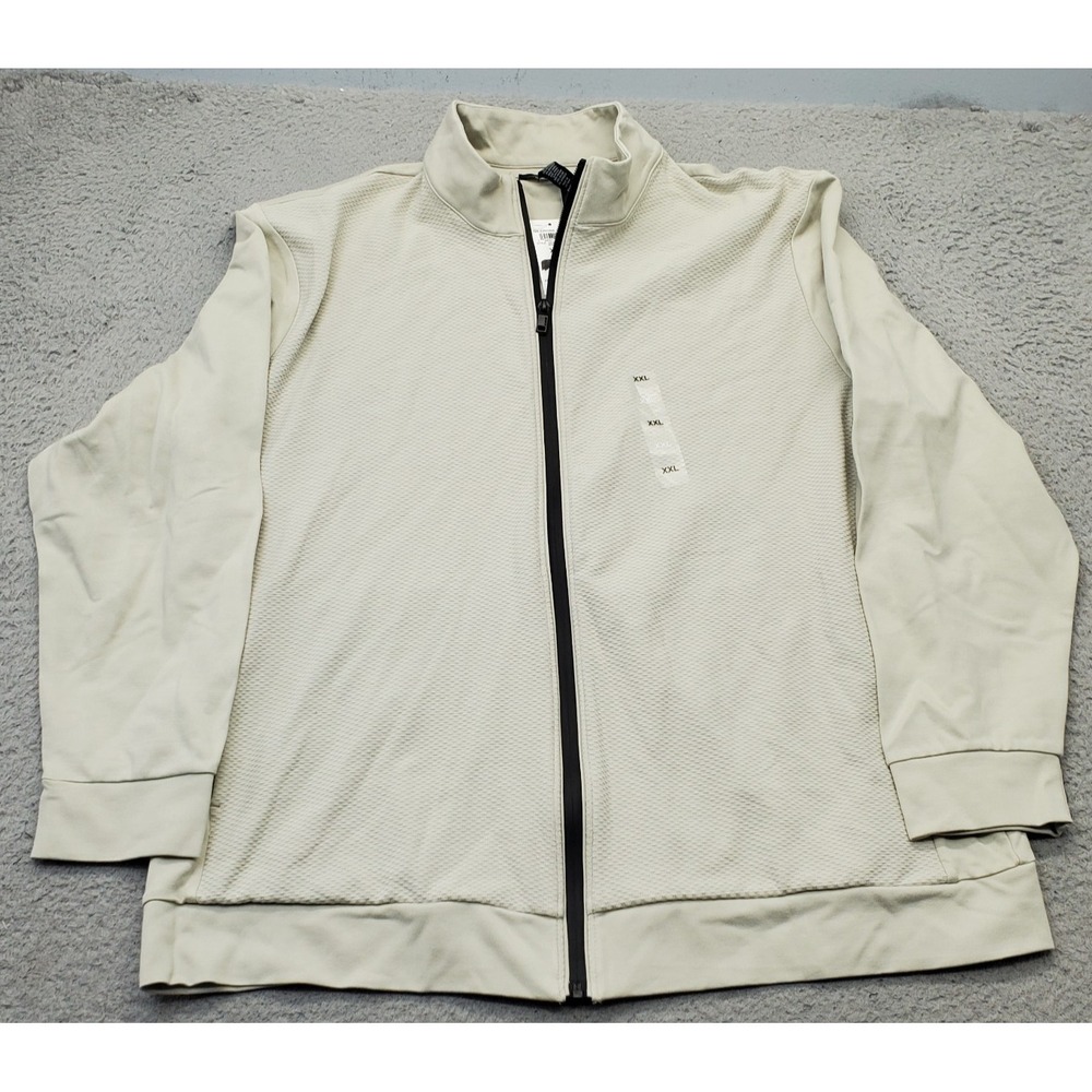 Alfani AlfaTech Compact Textured Ponte-Knit Golf Jacket Mens XXL Tan Regular-Fit